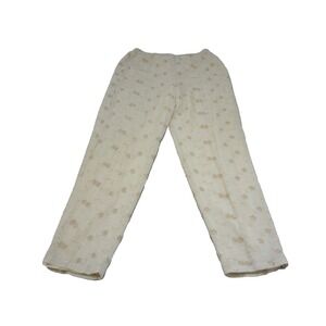 Rialto Collection Pants Womens L White Floral Pull On Flax‎ Blend Lined VTG